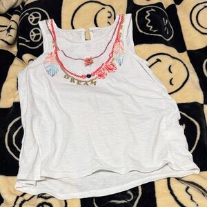 Justice White Tank Top with Colorful Embroidery